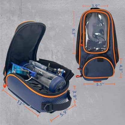 reygeak Motorcycle Tank Bag，Waterproof, with super magnetic thickened magnet blue orange 1680D PVC petrol tank bag, large window cell phone bag, suitable for Suzuki Kawasaki Honda Harley Yamaha. - color: Sapphire Blue