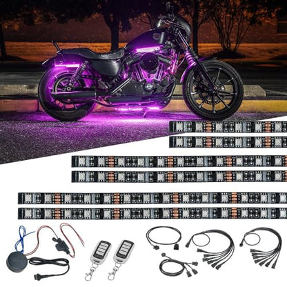 LEDGlow 20pc Advanced Million Color LED Motorcycle Accent Flexible Underglow Lighting Kit Compatible with Harley Davidson Sportster Models - Brake Lights Feature - Waterproof