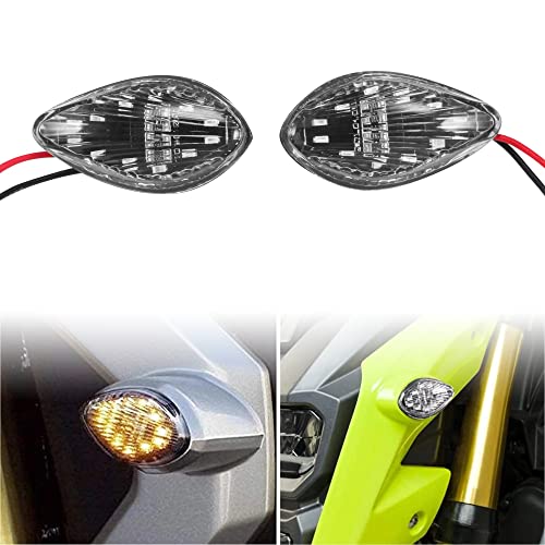 LED Front Flush Mount Turn Signal Light Brake Blinker Indicator Market Lamp for Honda Grom 2014-2018 -Smoke Lens (Pack of 2) (Transparent Len) - color: Transparent Len