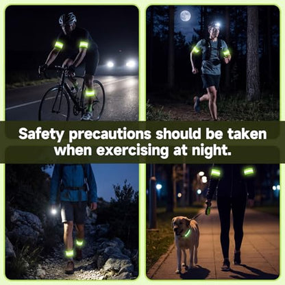 10pcs Reflective Running Armbands, High Visibility Reflective Armbands Adjustable & Bike Ankle Bands for Cycling Walking Jogging Motorcycling & Night Sports Fluorescent Green
