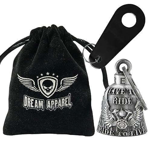 Dream Apparel Motorcycle Bell Guardian Angel Drive Away Gremlin, Biker Bell for Men Women Rider Riding, Good Luck Gift - color: Live to Ride & Ride to Live & Wings