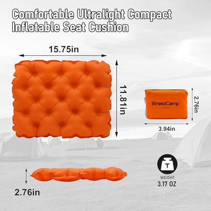 Inflatable Seat Cushion, Lightweight Stadium Seat Pad, Travel Air seat Cushion Anti-Slip for Airplane, Long Flights, Hiking, Climbing, Home and Camping, Compact Air Cushion - color: Orange
