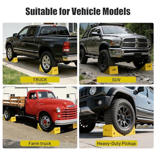 Yescom PU Wheel Chocks for Wheel Under 35" with 5ft Rope, 66,000 lbs Heavy Duty Capacity, Lightweight Car Chocks for Off-Road Car, Full-Size Pickup, Heavy-Duty Trucks - size: for Wheel under 35", 2Pack