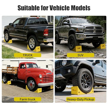 Yescom PU Wheel Chocks for Wheel Under 35" with 5ft Rope, 66,000 lbs Heavy Duty Capacity, Lightweight Car Chocks for Off-Road Car, Full-Size Pickup, Heavy-Duty Trucks - size: for Wheel under 35", 2Pack