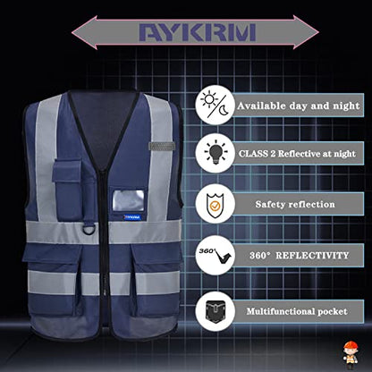 safety vest for women navy blue - color: Navy, size: Large