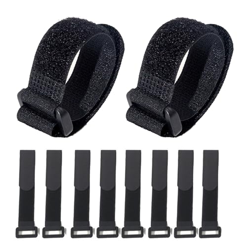 Fastening Nylon Strap with Buckle,10Pack Reusable Self-Adhesive Hook and Loop Cable Securing Straps,Adjustable Cinch Straps for Cords Organized and Tidy(1" x 8") - size: 1" x 8"