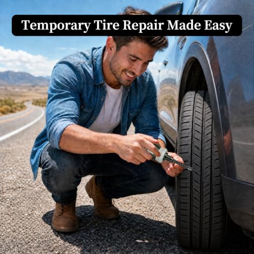 Tire Repair Kit, 60PCS Rubber Tire Repair Plugs with 3-in-1 Ratchet Screwdriver, Needle Nose Pliers & EVA Storage Case, Tubeless Tire Emergency Repair Kit for Car, Motorcycle, SUV & Truck