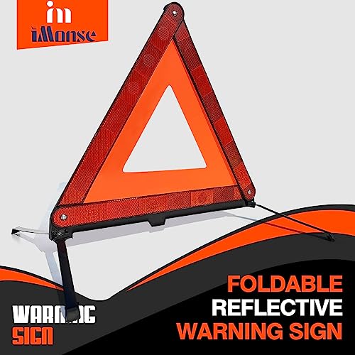 Warning Safety Triangle Kit, Emergency Roadside Warning Reflective Triangle 3 Packs with 2 LED Road Flare Light, Foldable with Storage Case for Roadside Breakdowns Emergenc - size: 3 Packs with 2 LED