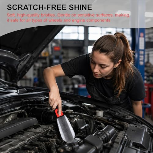 Conliwell Wheel Brush Soft Bristle Car Tire Detail Cleaning Tool, Suitable for Exhaust Ports, Engines, Behicles, Motorcycles,Cars, Trucks, SUVs, and RVs
