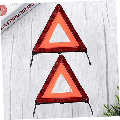 STOBAZA 2pcs Collapsible Warning Triangle Sign Emergency Roadside Kit Safety Material Day Night Visibility - size: 43.5X37cm