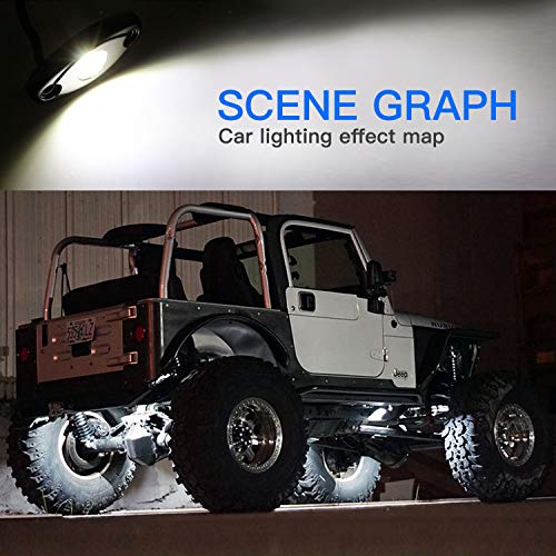 4 Pods LED Rock Light for Jeep ATV SUV Offroad Car Truck Boat - Map, Cargo, Trail Rig Lamp - Underbody Glow, Underglow, Neon - Waterproof 12V 24V - White - color: White, size: 4Pack LED Rock Light
