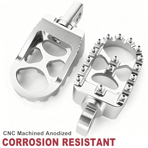 MDPROMCP CNC Motorcycle Wide Foot Pegs Aluminum 360° Roating Adjustable Suitable Compaitble with Dyna Fatboy Iron 883 Sportster 883(Silver) - color: Silver