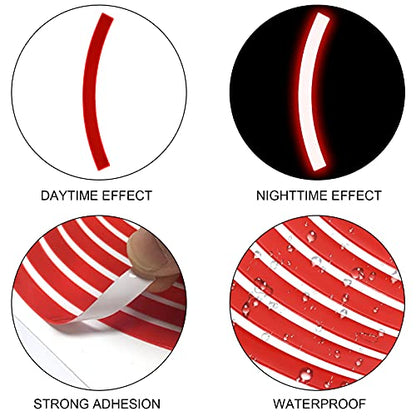 HUIOP Reflective Tape, 10pcs Adhesive Reflective Tape Cycling Warning Sticker Bike Reflector Tape Strip for Car Bicycle Motorcycle Scooter Wheel Rim Decoration