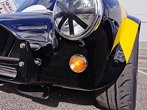 iJDMTOY 12V 70mm Round Dome Shape Flush Mount Amber Lens Amber Yellow LED Side Markers/Turn Signal/Reverse Backup Lamps, Compatible With Classic 50s 60s Car Caravan Truck Motorcycle, etc - style: Amber Lens Amber LEDs