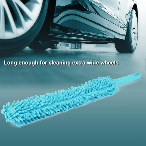 Flexible Car Cleaning Brush, Long Soft Microfiber Wheel Detailing Tool Interior Exterior Wash Kit Multipurpose Automotive Cleaning Accessories