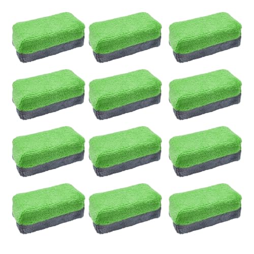 12PCS Ceramic Coating Applicator Sponge, 4.13'' x 1.84'' Microfiber Car Detailing Applicator Pads, Rectangular Car Foam Cleaning Pad, Auto Polishing Pad for Wax, Paint, Sealant (Green) - color: Green