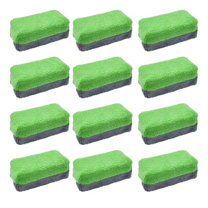 12PCS Ceramic Coating Applicator Sponge, 4.13'' x 1.84'' Microfiber Car Detailing Applicator Pads, Rectangular Car Foam Cleaning Pad, Auto Polishing Pad for Wax, Paint, Sealant (Green) - color: Green