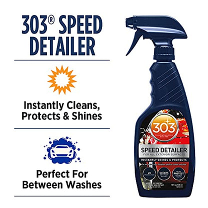 303 Products Speed Detailer - For All Exterior Automotive Surfaces - Instantly Shines And Protects Paint - Cleans Between Washes - UV Protection, 16 fl. oz. (30216CSR) Packaging May Vary - size: 16 Fl Oz (Pack of 1)