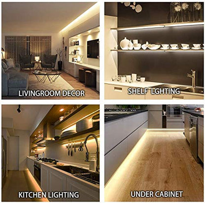 MYPLUS Under Cabinet Lighting Kit, 32.8 Ft Dimmable Led Strip Lights with 600 LEDs,12V, Low Power Safety Adapter, Flexible Tape Light for Kitchen Cabinet,Bedroom,Counter,Shelf (Warm White-3000k) - color: Warm White/3000K, size: 32.8FT/10M