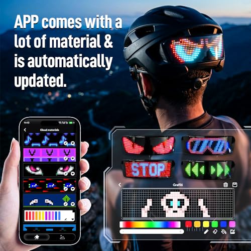 Smart LED Helmet Light with APP Control – 4-in-1 Motorcycle & Cycling Helmet Taillight with Auto Speedometer, Turn Signals, Brake Light & Programmable Display – HD RGB LEDs, Waterproof
