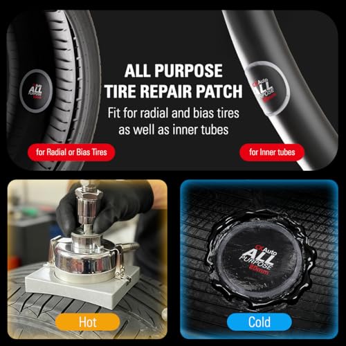 CKAuto 100 PCS Combination All Purpose Tire Repair Patch Kit Heavy Duty, for Car Van Truck Bus Motorcycle Bike and Inner Tire, Round 100 PCS - size: Mix 100pcs