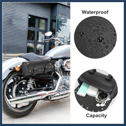Universal Motorcycle Fork Handlebar Tool Bag Cycling Storage Pouch Bag Waterproof Faux Leather Black Stylish Design