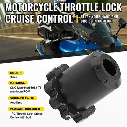 Three T Motorcycle Aluminum Throttle Lock Cruise Control Throttle Clamp End Bar for Kawasaki GTR 1400 Concours 14 ABS, Concours 14 ZG1400, Concours ZG1000, NINJA 650 ABS, NINJA 650R, Black