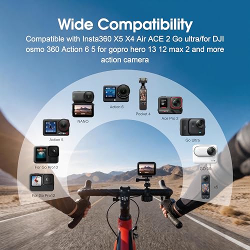 Clamp Cycling Mount for DJI Osmo Action 6 5 360 Nano Adjust Angel Motorcycle Bike Handlebar for Insta360 X5 X4 Air Ace Pro 2 Go Luna Ultra 3s for gopro Hero 13 12 Max Mission Accessories