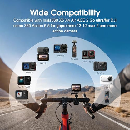 Clamp Cycling Mount for DJI Osmo Action 6 5 360 Nano Adjust Angel Motorcycle Bike Handlebar for Insta360 X5 X4 Air Ace Pro 2 Go Luna Ultra 3s for gopro Hero 13 12 Max Mission Accessories