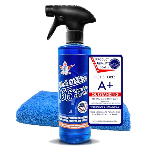 Shinykings Wash&Shine 66 WATERLESS Motorcycle Cleaner | Made in USA | Ultra Shine Effect | Detailing Wash Spray for All Surfaces | 16 fl.oz - size: 16 Fl Oz (Pack of 1)