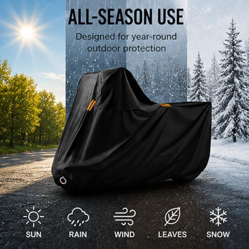 Motorcycle Cover for Piaggio MP3 250 2007–2010, 420D Water Resistant Outdoor Motorbike Cover, Heavy Duty Motorbike Cover Moped Cover with Lock Holes & Windproof Buckles