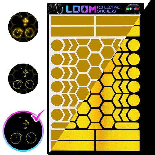 LOOM Reflective Stickers | 67pc Engineer YLW | Reflective Stickers for Helmet, Bike, Motorcycle, Hard Hat | Waterproof Reflectors for Car, Trailer | Bike Reflectors for Night Riding - color: Engineer_yellow