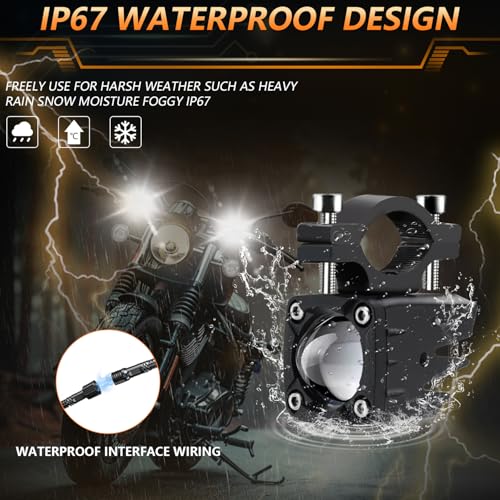 MONDEVIEW LED Motorcycle Auxiliary Light Kit, 5 Modes, Spot Driving Lights, Compatible with Tractor Truck ATV UTV SUV Boat, 2 PCS - color: Orange
