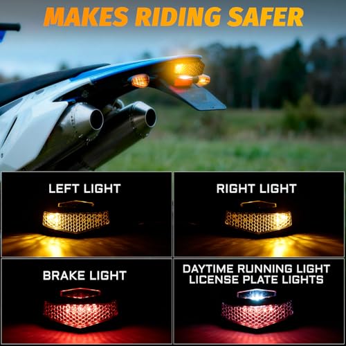 12V Motorcycle LED Rear Tail Turn Signal Light Brake Stop Light Compatible with Honda motorcycles street bikes, scooters,ATVs