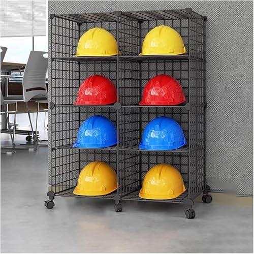 Stackable Safety Helmet Storage Boxes, Large Adjustable Hard Hat Placement Organizer Rack with Wheels for Construction Site/Garage/Workshop/Factory Helmet Display Shelf (2 * 4) - size: 2*4