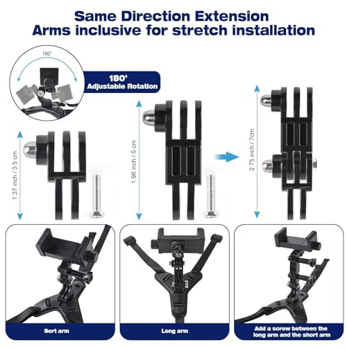 Motorcycle Helmet Chin Strap Mount Supplies Assembly Kit Compatible with All Gopro Heros, SJCAM, GeekPro, 4K, Xiaomi Yi, Insta 360 and Also Brackets for Mobile Phones