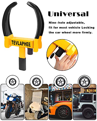 Tevlaphee Universal Wheel Lock Heavy Duty Security Trailer Wheel Lock Anti Theft Wheel Locks for Cars SUV Camper Motorcycle Trailer Great Deterrent Bright Color with 3 Keys (Red-Yellow) - color: Black-yellow