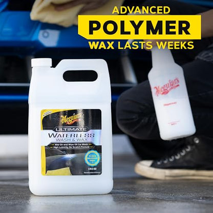 Meguiar's Ultimate Waterless Wash & Wax - Waterless Car Wash & Wax Without Swirling or Scratching - Easy Car Maintenance, No Water Required -1 Gallon (128 Oz) - size: 128 Fl Oz