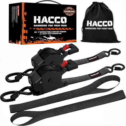 Retractable Ratchet Straps 1763lbs Break Strength Self Retracting Ratchet Straps Auto Ratchet Tie Down Straps with Soft Loop for Truck Motorcycle Cargo (Retractable, 15FT)