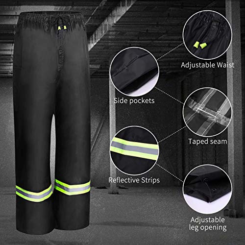 Rain Suits for Men Women Waterproof, Breathable Rain Coats with Eye-Catching Reflective Strip, Durable Rain Gear - color: Black, size: Medium