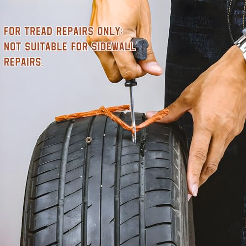 30PCS Heavy Duty Tire Plugs, 3.66" x 0.24" Rubber Auto Tire Sealing Strip Kit for Puncture Repairs, Universal Tubeless Tyre Repair Strings for Car Light Truck Motorcycle ATV (Brown) - color: Brown, 6mm