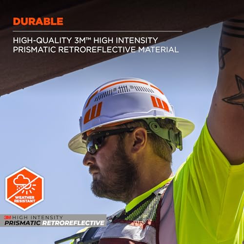Ergodyne Skullerz 8961 Reflective Hard Hat Stickers, Safety Helmet Strips, Hard Hat Accessories Adhesive Sticker Decal Kit