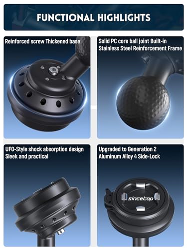 sincetop Universal 1” Ball Motorcycle Phone Mount with Vibration Dampener Module,Quick Release Motor Bike/Mountain Bicycle/Road MTB Bike Smartphone Holder 【Double Socket Arm not Included】 - size: 【Gen2】Mount with Vibration Dampener