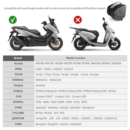 Rhinowalk Motor Scooter Tunnel Bag, 16L Hard Shell Storage Bag for Step-Through Scooters with Center Tunnel, Motorcycle Fuel Tank Storage Bag with Touchscreen Pocket & Rain Cover
