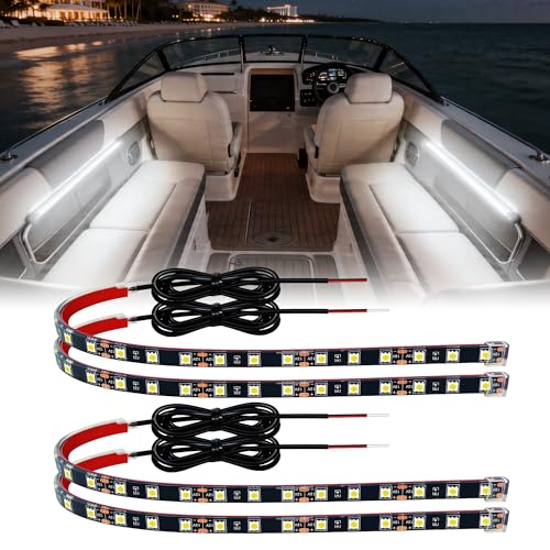 LED Strip Lights 12V Cuttable IP68 Waterproof 12 Inch Interior Exterior Underbody Light for Car SUV Truck Motorcycle Boat Golf Cart 18 SMD 5050 White 4 Pack - color: white, size: 12inch