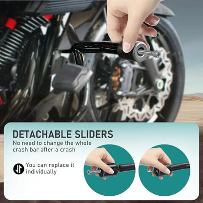 MoKitDora Flat-Out Engine Guard 1.25" Highway Crash Bar for Harley 2014-up Touring Street Electra Glide Special Road King FLHT FLHXS FLHX FLHRXS, Gloss Black