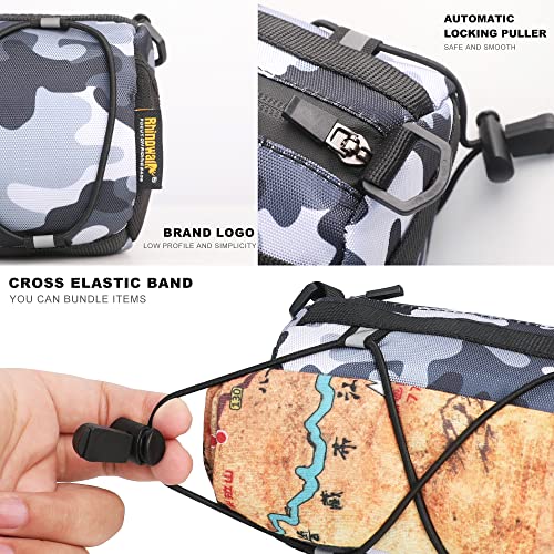 Rhinowalk Bike Handlebar Bag, Bicycle Front Bag Shoulder Bag Storage Bag with Shoulder Strap for Road Mountain Bike Cycling Travel - color: Camouflage Grey