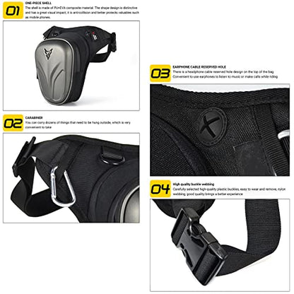 Motorcycle Leg Bag Waterproof Riding Waist Bag Messenger Bag Outdoor Casual Equipment PU+EVA Composite Shell Bag - color: Black