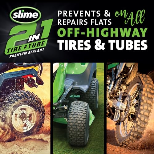 Slime 10194 2-in-1 Tire & Tube Sealant Puncture Repair Sealant, Premium, Prevent and Repair, Suitable for All Off-Highway Tires and Tubes, Non-Toxic, Eco-Friendly, 32 oz Bottle - style: 32 oz