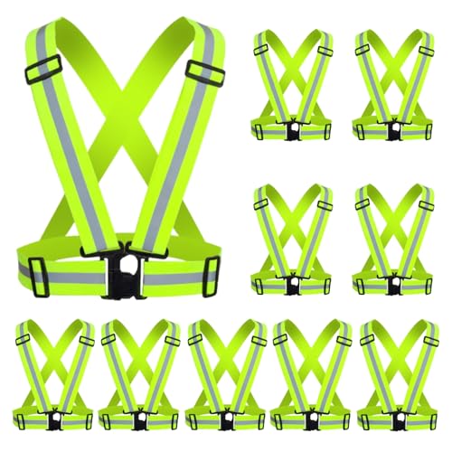 Reflective Vest, High Visibility Safety Vest Straps Reflective Gear for Night Running Walking Cycling for Men Women Kids - color: Green